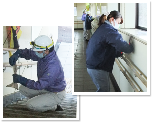 Cleaning of the passage at Kurohime Station